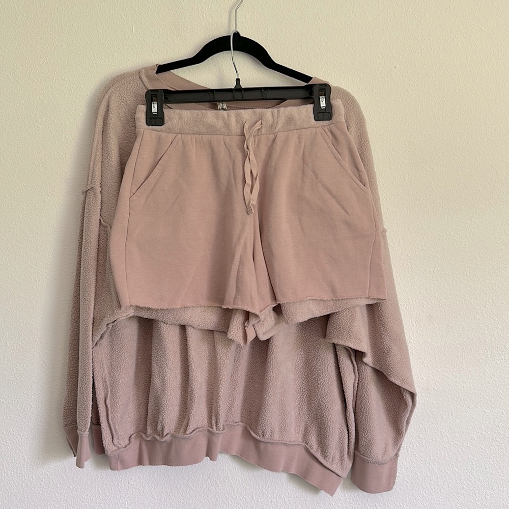 Free People Blush Sweatshirt & Short Set size small